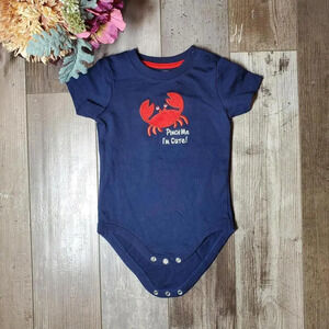 Gymboree Crab "Pinch Me I'm Cute" Blue and Red One Piece Bodysuit Size 12-18m